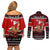 Personalised New Zealand Christmas Couples Matching Off Shoulder Short Dress and Long Sleeve Button Shirt Kiwi Santa Claus Maori Meri Kirihimete LT9 - Polynesian Pride