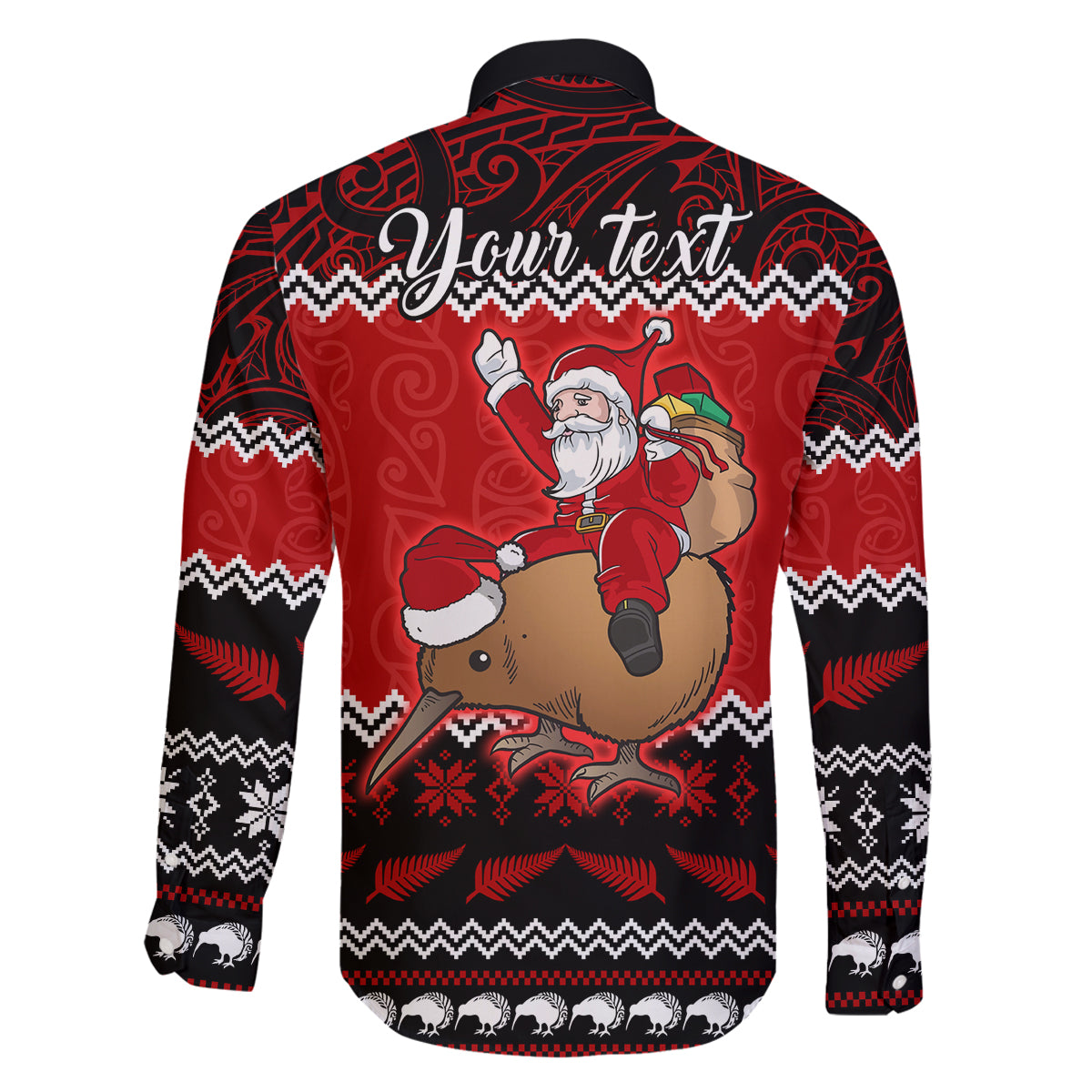 Personalised New Zealand Christmas Family Matching Long Sleeve Bodycon Dress and Hawaiian Shirt Kiwi Santa Claus Maori Meri Kirihimete LT9 - Polynesian Pride