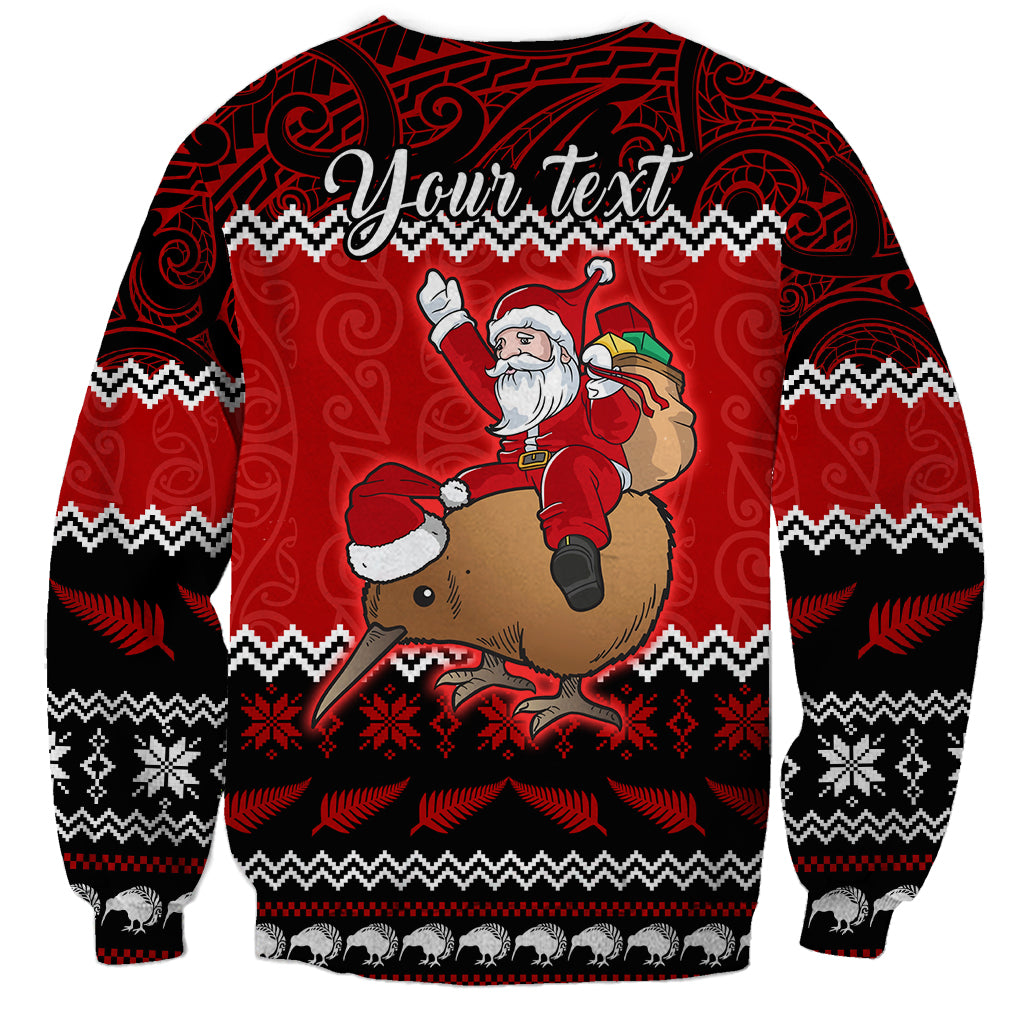 Personalised New Zealand Christmas Sweatshirt Kiwi Santa Claus Maori Meri Kirihimete LT9 - Polynesian Pride