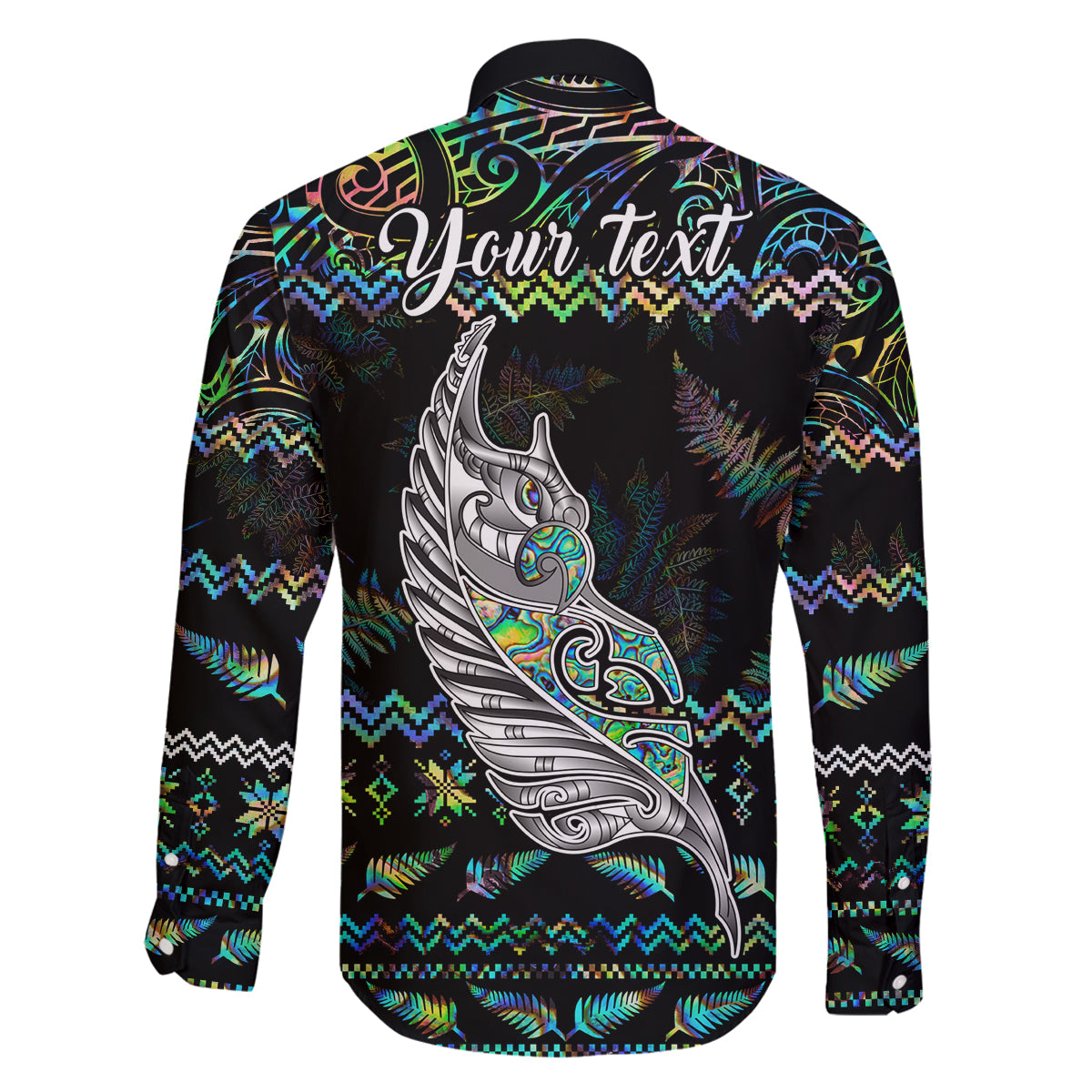 Personalised New Zealand Christmas Family Matching Long Sleeve Bodycon Dress and Hawaiian Shirt Maori Fern Manaia Meri Kirihimete with Papaua Shell LT9 - Polynesian Pride