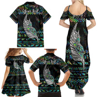 Personalised New Zealand Christmas Family Matching Summer Maxi Dress and Hawaiian Shirt Maori Fern Manaia Meri Kirihimete with Papaua Shell LT9 - Polynesian Pride