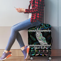Personalised New Zealand Christmas Luggage Cover Maori Fern Manaia Meri Kirihimete with Papaua Shell LT9 - Polynesian Pride
