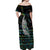 Personalised New Zealand Christmas Off Shoulder Maxi Dress Maori Fern Manaia Meri Kirihimete with Papaua Shell LT9 - Polynesian Pride