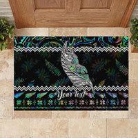 Personalised New Zealand Christmas Rubber Doormat Maori Fern Manaia Meri Kirihimete with Papaua Shell LT9 - Polynesian Pride