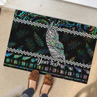 Personalised New Zealand Christmas Rubber Doormat Maori Fern Manaia Meri Kirihimete with Papaua Shell LT9 - Polynesian Pride