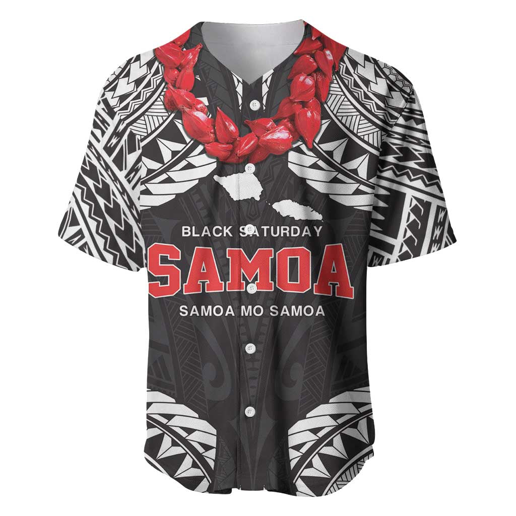 Samoa Black Saturday Baseball Jersey Samoa mo Samoa with Black Ula Fala LT9 Black - Polynesian Pride