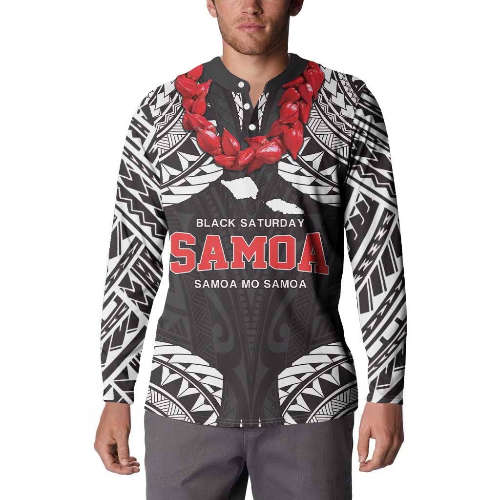 Samoa Black Saturday Button Sweatshirt Samoa mo Samoa with Black Ula Fala