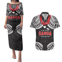 Samoa Black Saturday Couples Matching Puletasi and Hawaiian Shirt Samoa mo Samoa with Black Ula Fala LT9 Black - Polynesian Pride