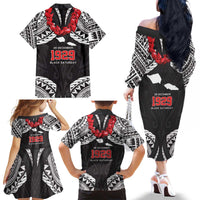 Samoa Black Saturday Family Matching Off The Shoulder Long Sleeve Dress and Hawaiian Shirt Samoa mo Samoa with Black Ula Fala