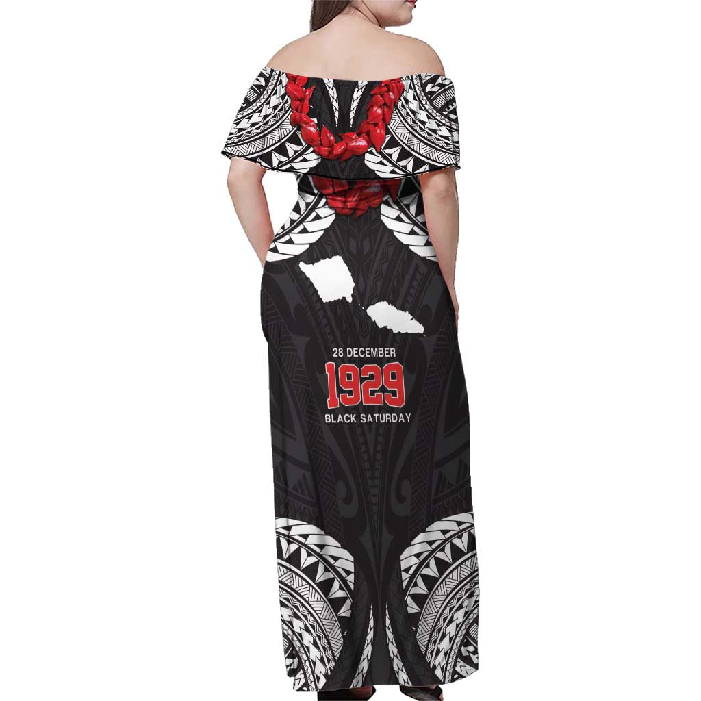 Samoa Black Saturday Family Matching Off Shoulder Maxi Dress and Hawaiian Shirt Samoa mo Samoa with Black Ula Fala