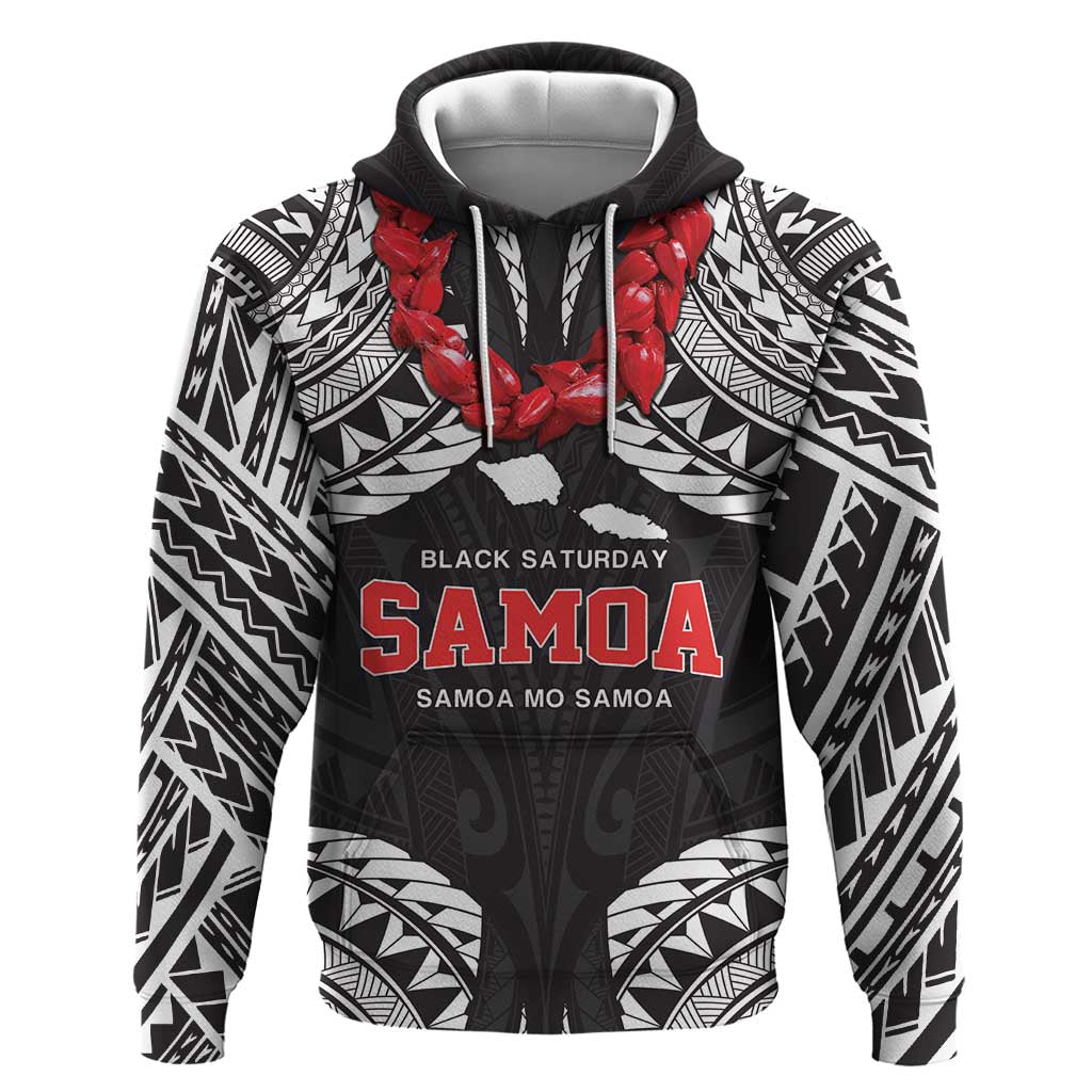 Samoa Black Saturday Hoodie Samoa mo Samoa with Black Ula Fala LT9 Pullover Hoodie Black - Polynesian Pride