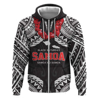 Samoa Black Saturday Hoodie Samoa mo Samoa with Black Ula Fala LT9 Zip Hoodie Black - Polynesian Pride