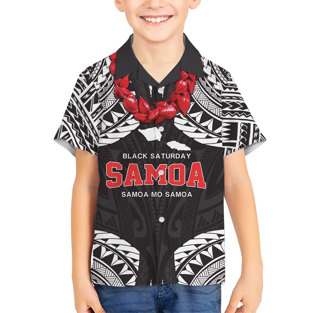Samoa Black Saturday Kid Hawaiian Shirt Samoa mo Samoa with Black Ula Fala