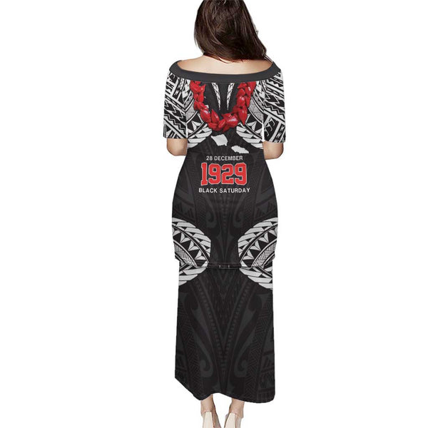 Samoa Black Saturday Women Off Shoulder Long Dress Visual Arts LT9 main image 1