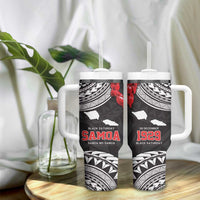 Samoa Black Saturday Tumbler With Handle Samoa mo Samoa with Black Ula Fala LT9 - Polynesian Pride