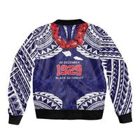 Samoa Black Saturday Bomber Jacket Samoa mo Samoa with Blue Ula Fala