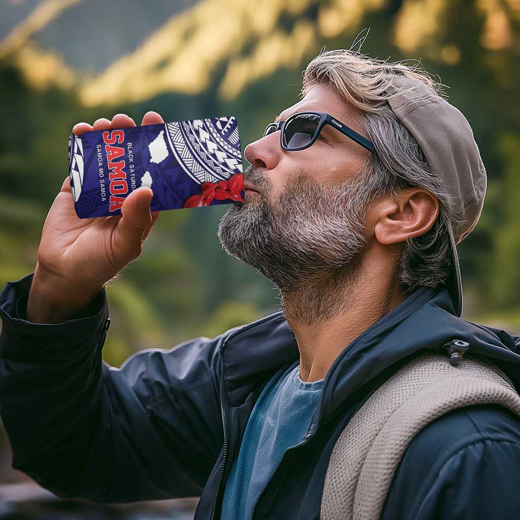 Samoa Black Saturday 4 in 1 Can Cooler Tumbler Samoa mo Samoa with Blue Ula Fala