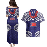 Samoa Black Saturday Couples Matching Puletasi and Hawaiian Shirt Samoa mo Samoa with Blue Ula Fala LT9 - Polynesian Pride