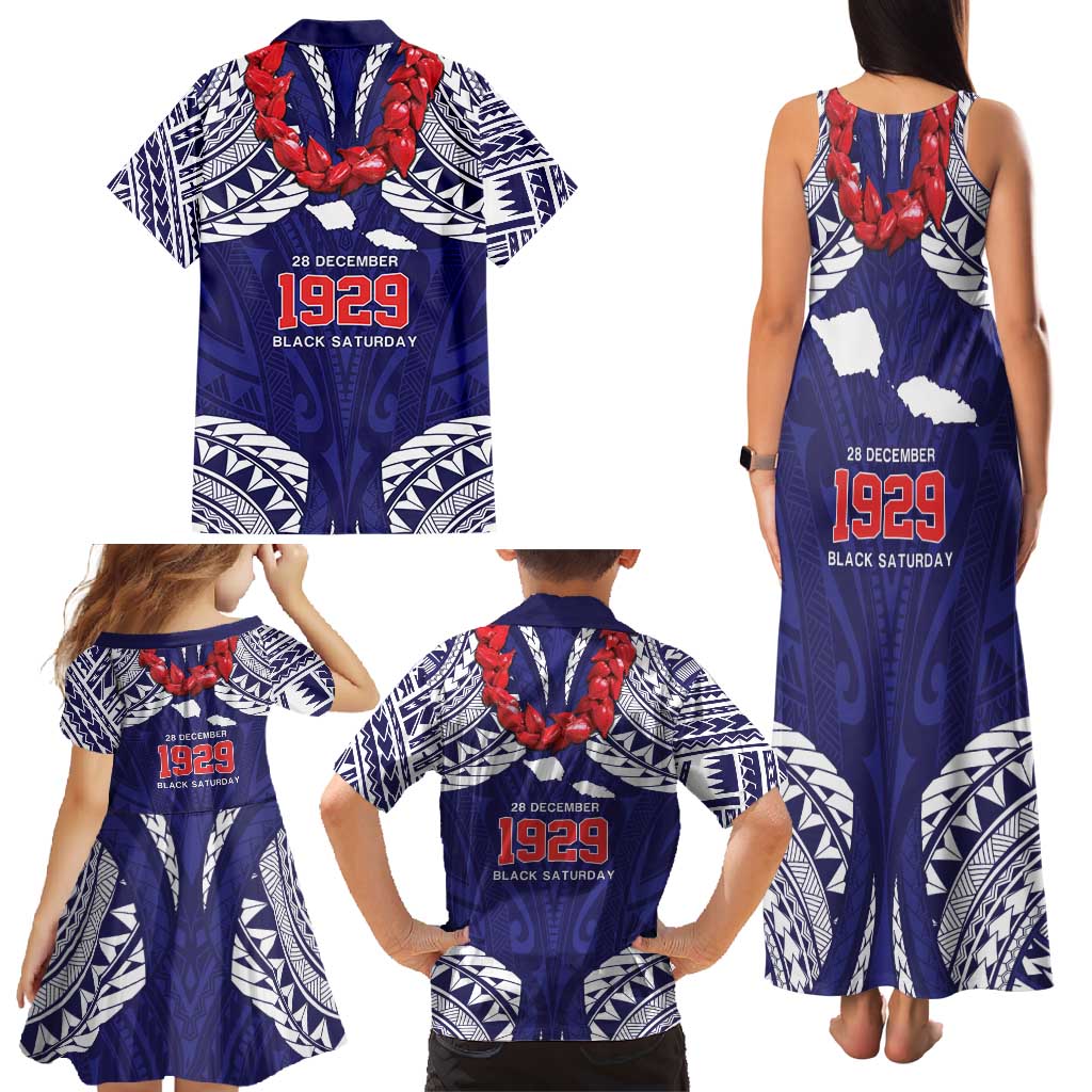 Samoa Black Saturday Family Matching Tank Maxi Dress and Hawaiian Shirt Samoa mo Samoa with Blue Ula Fala