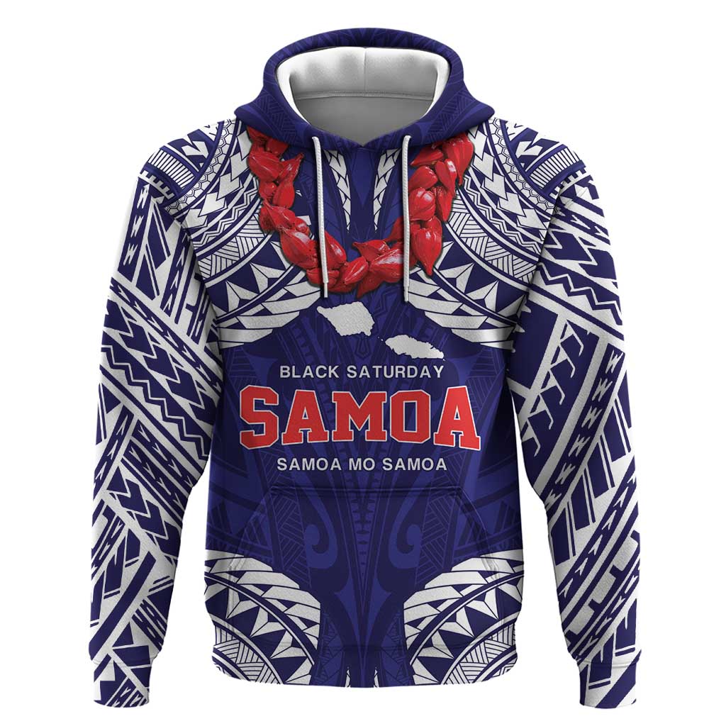 Samoa Black Saturday Hoodie Samoa mo Samoa with Blue Ula Fala LT9 Pullover Hoodie Blue - Polynesian Pride