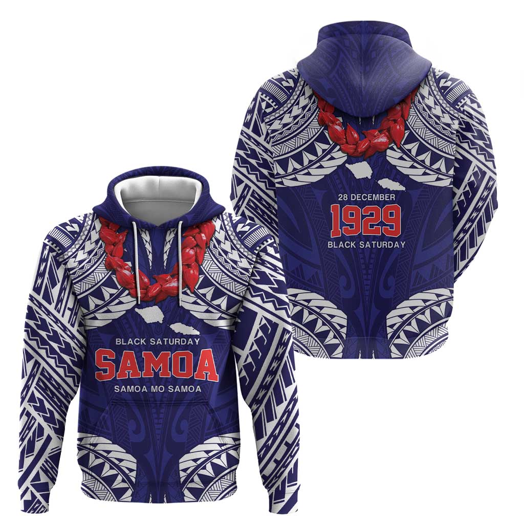 Samoa Black Saturday Hoodie Samoa mo Samoa with Blue Ula Fala LT9 - Polynesian Pride