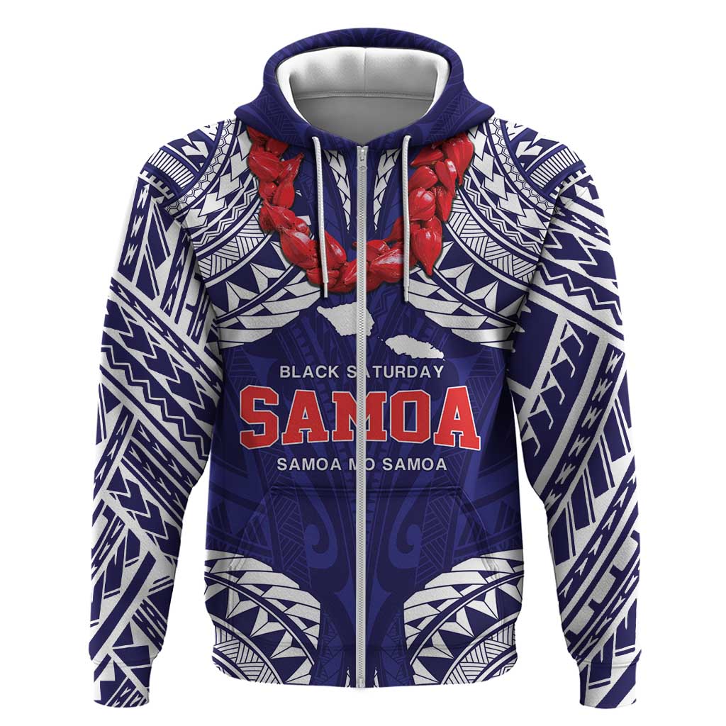 Samoa Black Saturday Hoodie Samoa mo Samoa with Blue Ula Fala LT9 Zip Hoodie Blue - Polynesian Pride