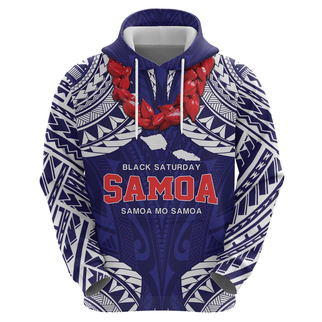 Samoa Black Saturday Hoodie Samoa mo Samoa with Blue Ula Fala LT9 - Polynesian Pride