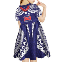 Samoa Black Saturday Kid Short Sleeve Dress Samoa mo Samoa with Blue Ula Fala LT9 - Polynesian Pride