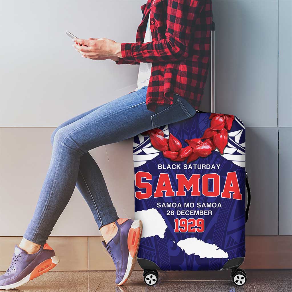 Samoa Black Saturday Luggage Cover Samoa mo Samoa with Blue Ula Fala