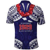 Samoa Black Saturday Polo Shirt Samoa mo Samoa with Blue Ula Fala