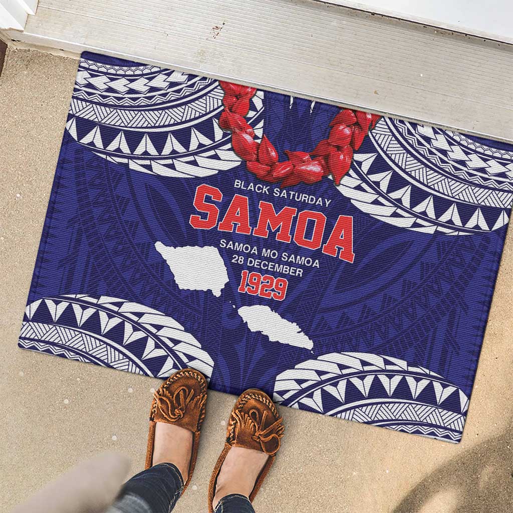 Samoa Black Saturday Rubber Doormat Samoa mo Samoa with Blue Ula Fala