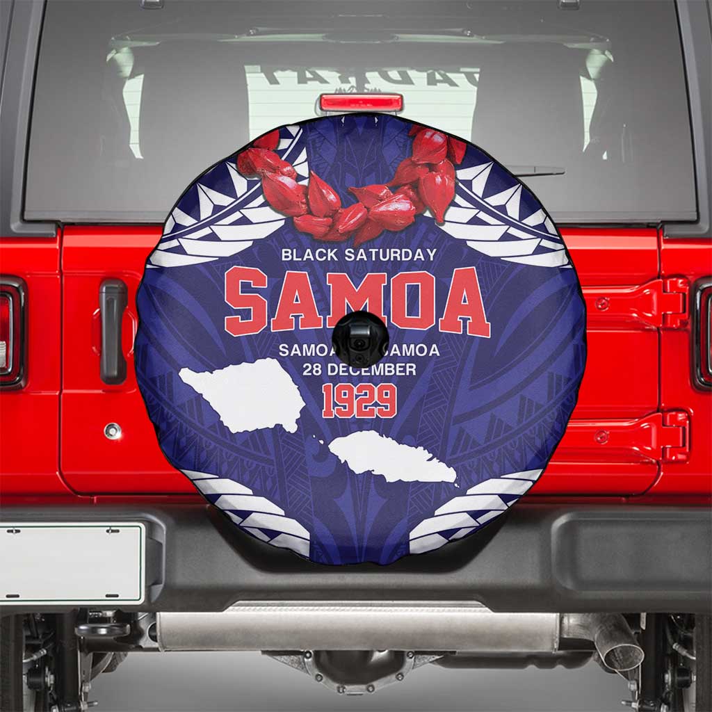 Samoa Black Saturday Spare Tire Cover Samoa mo Samoa with Blue Ula Fala
