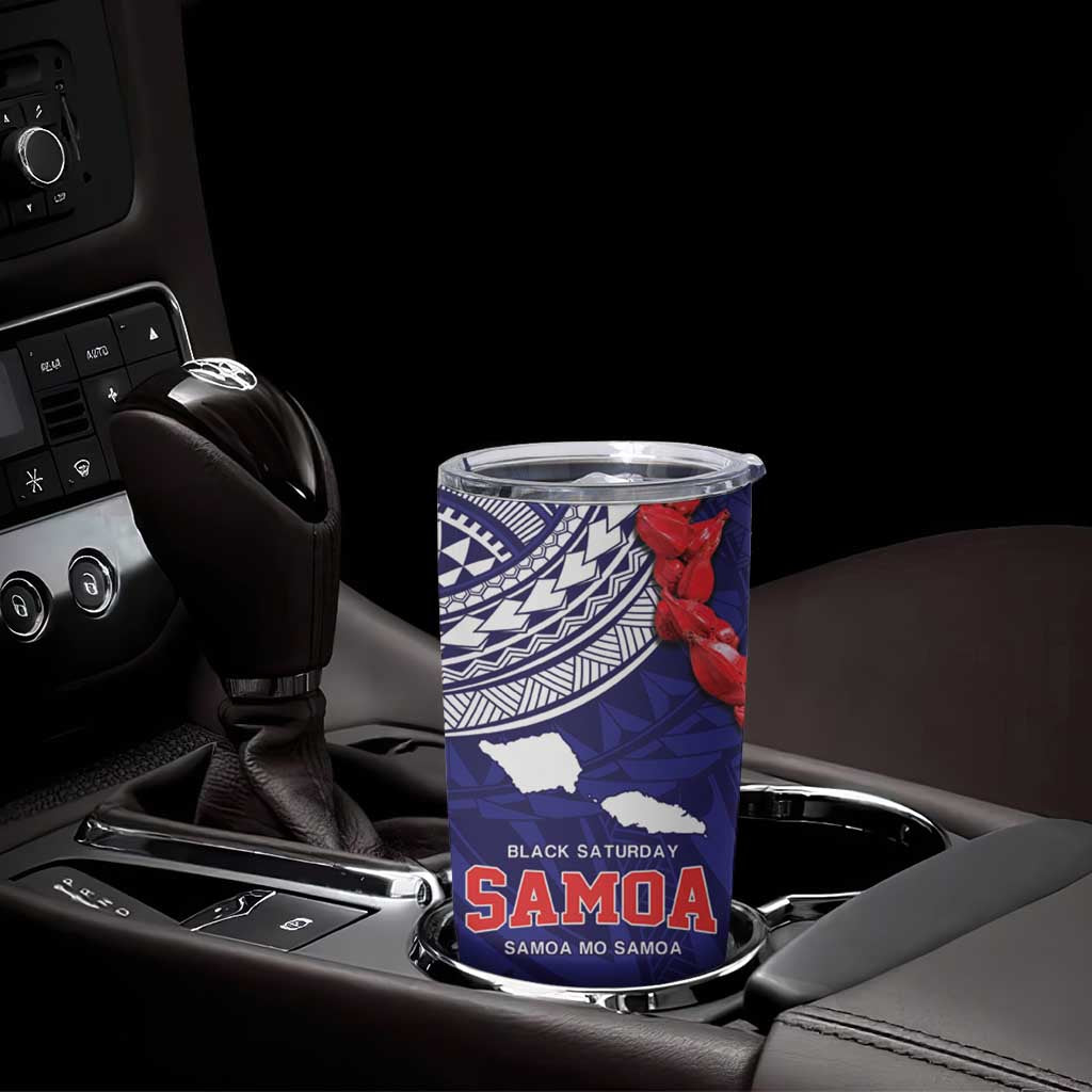Samoa Black Saturday Tumbler Cup Samoa mo Samoa with Blue Ula Fala