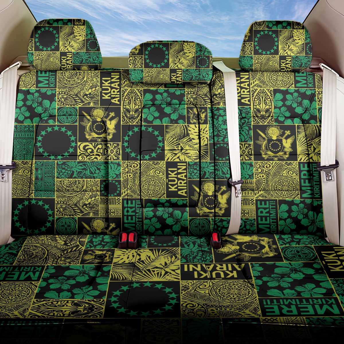 Cook Islands Mere Kiritimiti Back Car Seat Cover Pacific Patchwork Xmas Vibes - Polynesian Pride