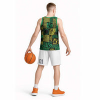 Cook Islands Mere Kiritimiti Basketball Jersey Pacific Patchwork Xmas Vibes - Polynesian Pride