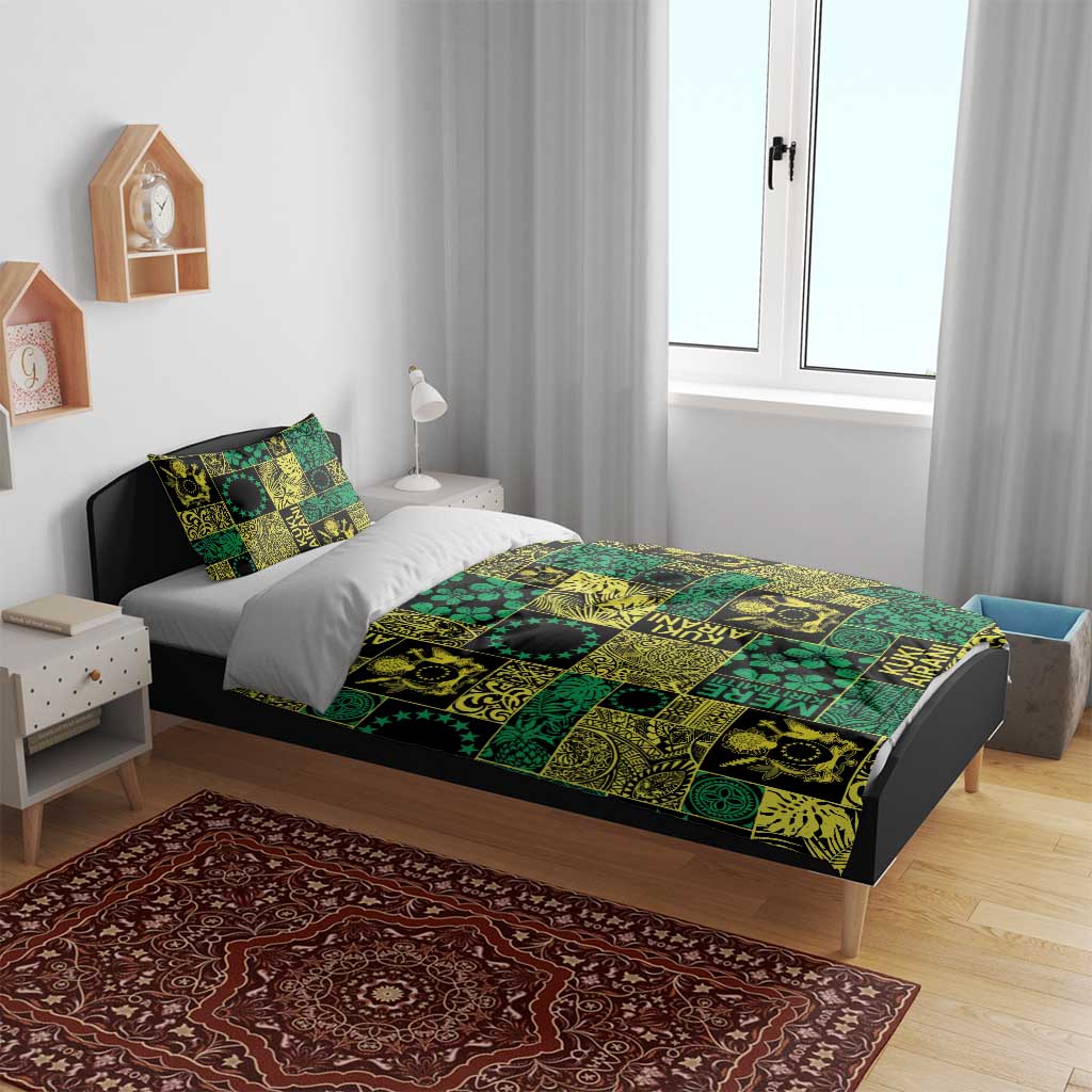 Cook Islands Mere Kiritimiti Bedding Set Pacific Patchwork Xmas Vibes - Polynesian Pride