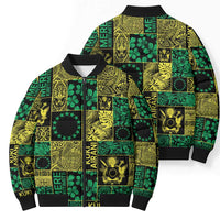 Cook Islands Mere Kiritimiti Bomber Puffer Jacket Pacific Patchwork Xmas Vibes - Polynesian Pride
