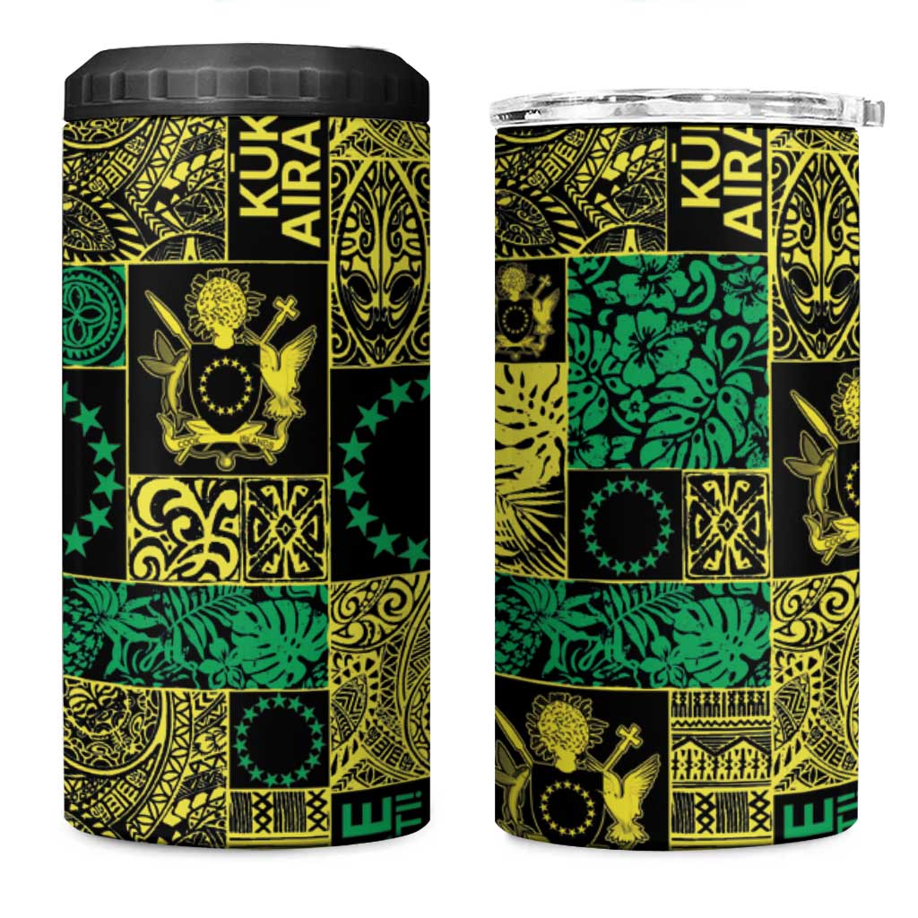 Cook Islands Mere Kiritimiti 4 in 1 Can Cooler Tumbler Pacific Patchwork Xmas Vibes - Polynesian Pride