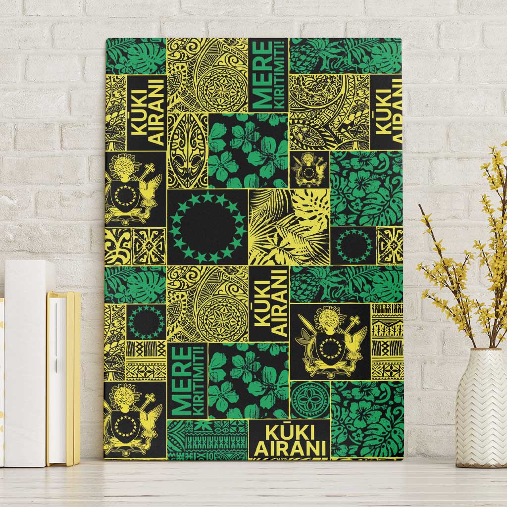 Cook Islands Mere Kiritimiti Canvas Wall Art Pacific Patchwork Xmas Vibes - Polynesian Pride