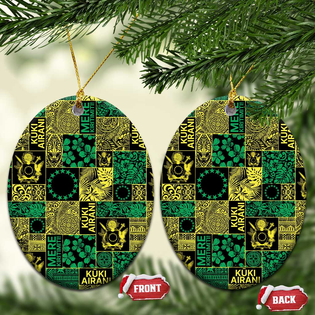 Cook Islands Mere Kiritimiti Ceramic Ornament Pacific Patchwork Xmas Vibes - Polynesian Pride
