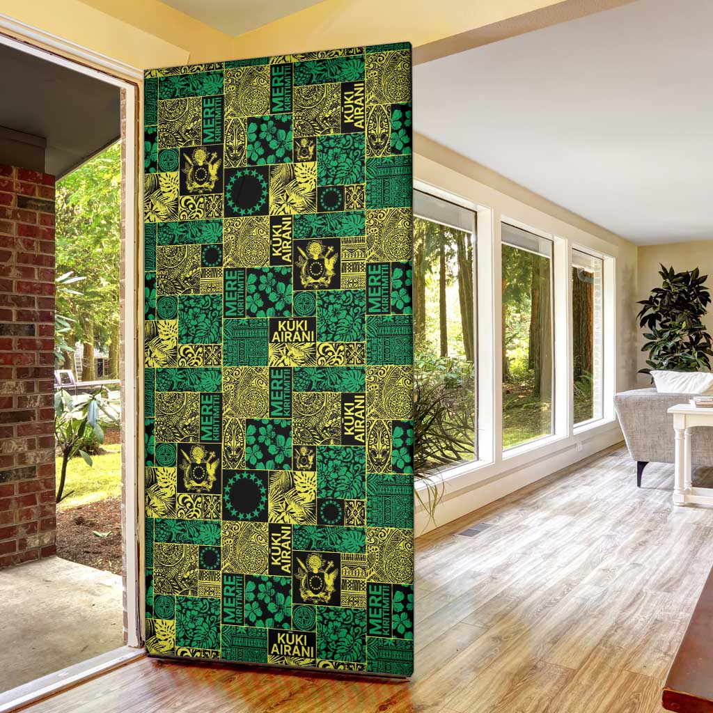 Cook Islands Mere Kiritimiti Door Cover Pacific Patchwork Xmas Vibes - Polynesian Pride