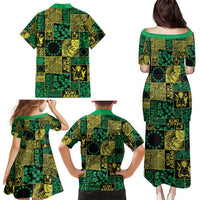 Cook Islands Mere Kiritimiti Family Matching Puletasi and Hawaiian Shirt Pacific Patchwork Xmas Vibes - Polynesian Pride