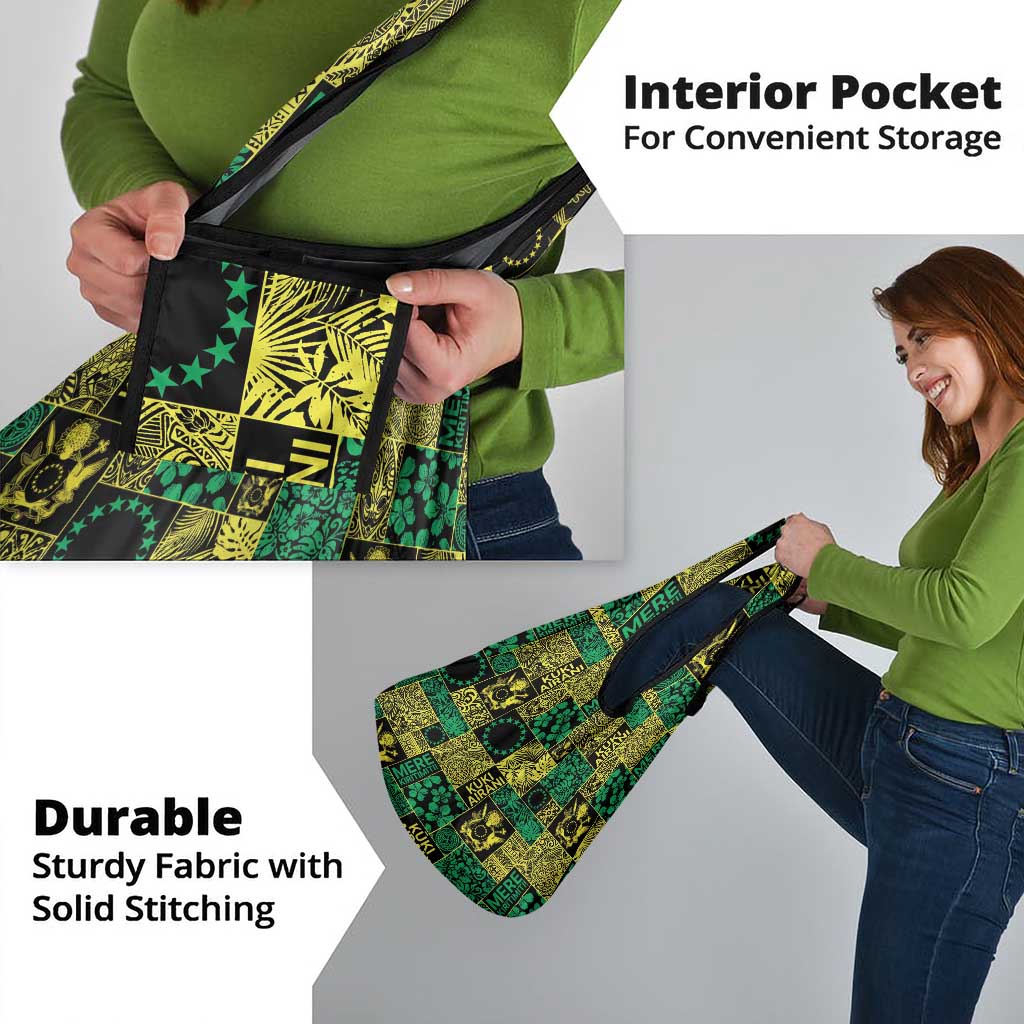 Cook Islands Mere Kiritimiti Grocery Bag Pacific Patchwork Xmas Vibes - Polynesian Pride