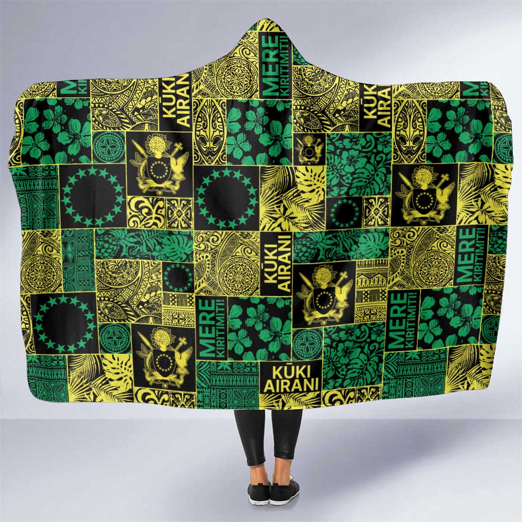 Cook Islands Mere Kiritimiti Hooded Blanket Pacific Patchwork Xmas Vibes - Polynesian Pride