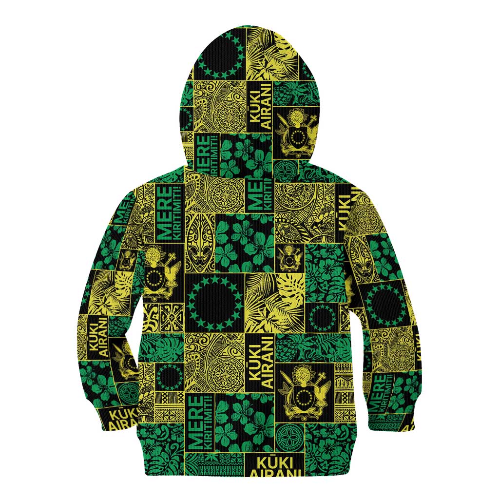 Cook Islands Mere Kiritimiti Kid Hoodie Pacific Patchwork Xmas Vibes - Polynesian Pride