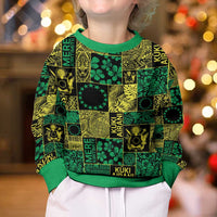 Cook Islands Mere Kiritimiti Kid Ugly Christmas Sweater Pacific Patchwork Xmas Vibes - Polynesian Pride