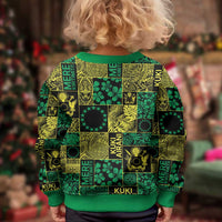 Cook Islands Mere Kiritimiti Kid Ugly Christmas Sweater Pacific Patchwork Xmas Vibes - Polynesian Pride
