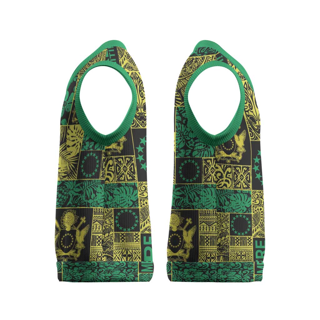 Cook Islands Mere Kiritimiti Christmas Knitted V-Neck Vest Pacific Patchwork Xmas Vibes - Polynesian Pride