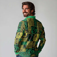 Cook Islands Mere Kiritimiti Long Sleeve Polo Shirt Pacific Patchwork Xmas Vibes - Polynesian Pride