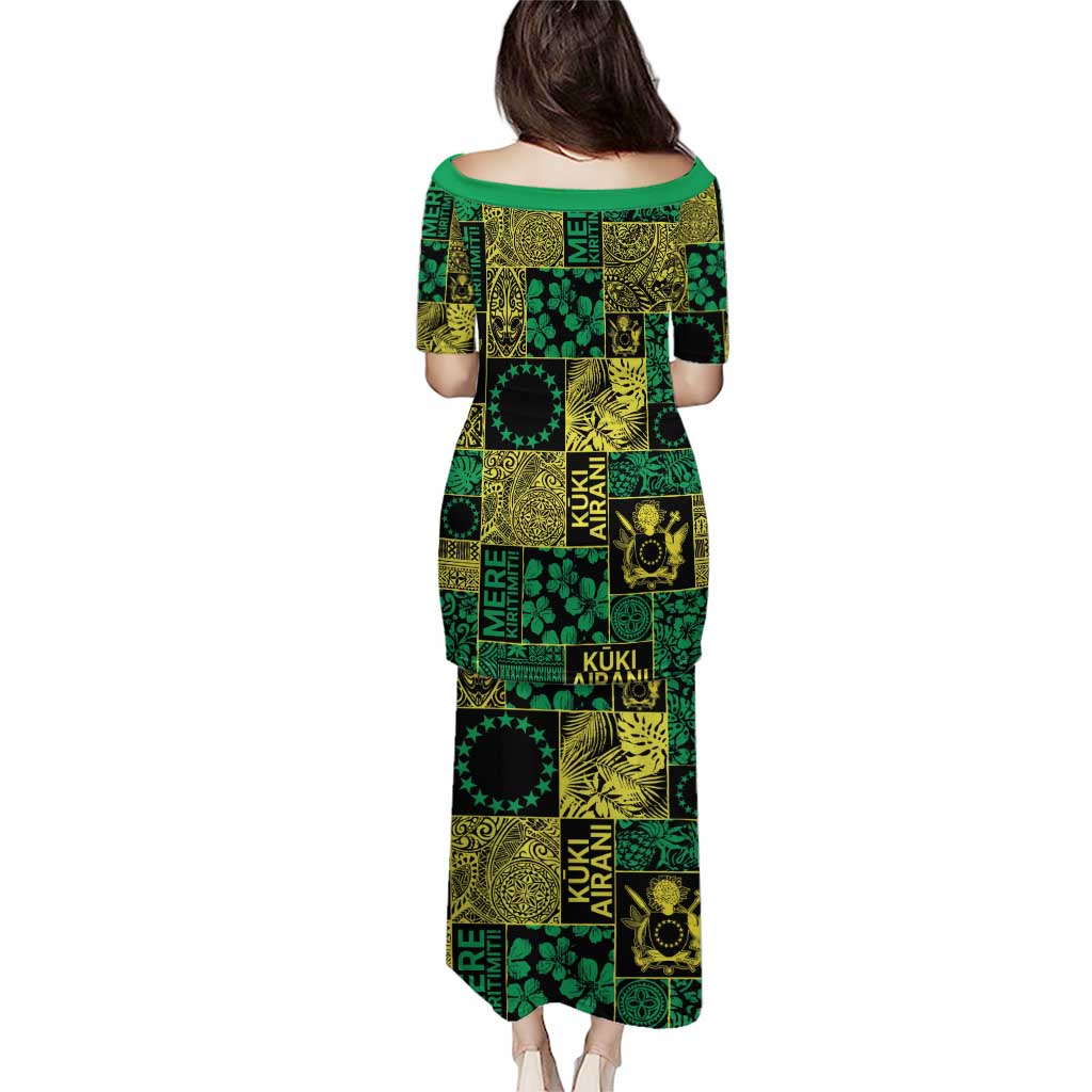 Cook Islands Mere Kiritimiti Puletasi Pacific Patchwork Xmas Vibes - Polynesian Pride